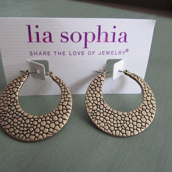 NWT Lia Sophia Hoop Earrings Gold Tone & Enamel - Picture 3 of 6
